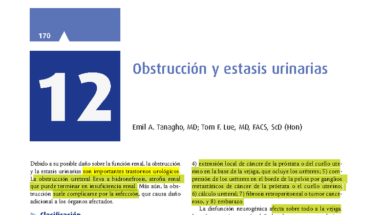 170 12 Obstrucción y Estasis Urinarias: Análisis y Tratamiento - Document Preview