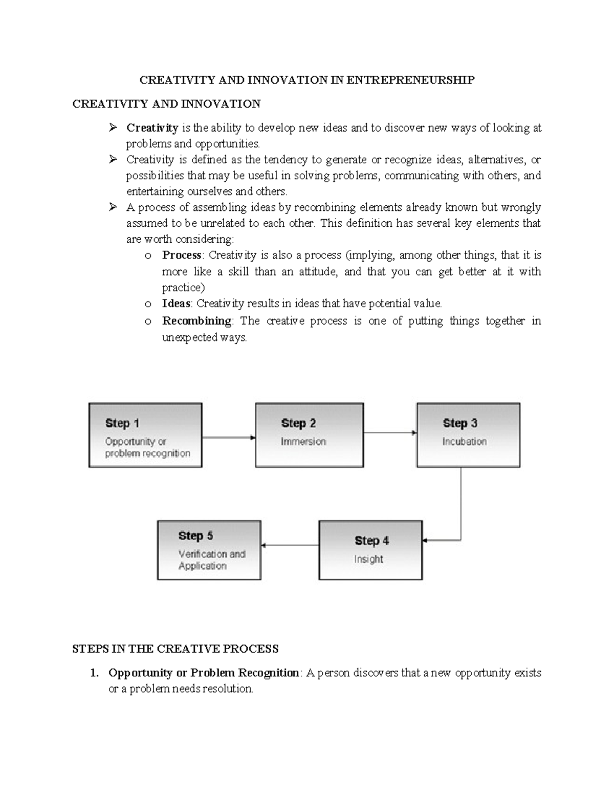CREATIVITY AND INNOVATION IN ENTREPRENEURSHIP - CREATIVITY AND ...