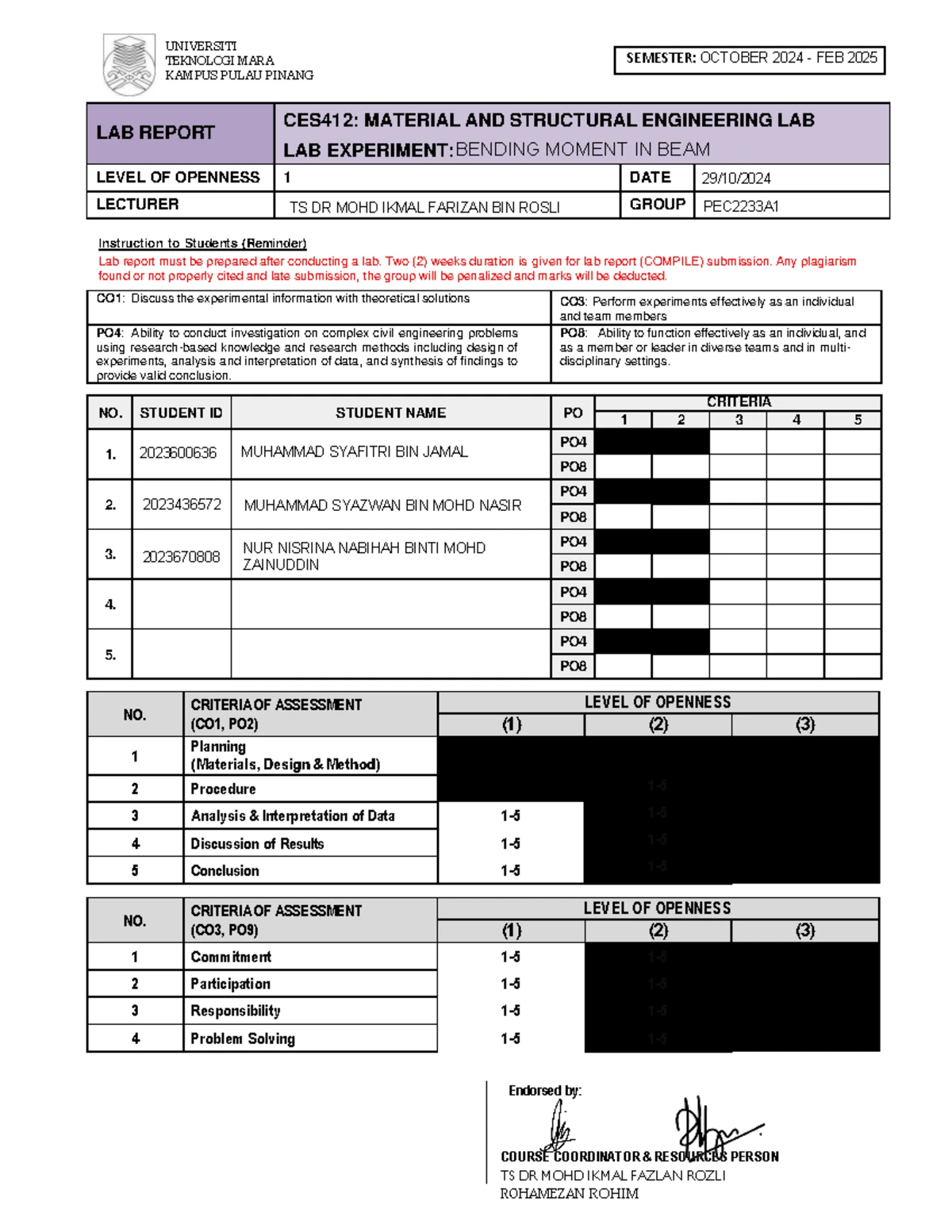 CEG45 Geotechnical Lab Report: Phase Relationships Experiment - Studocu
