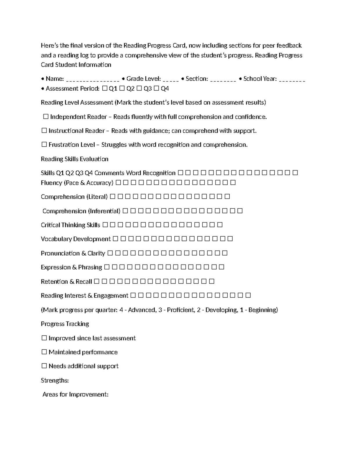 Reading Progress CARD final version - Here’s the final version of the ...
