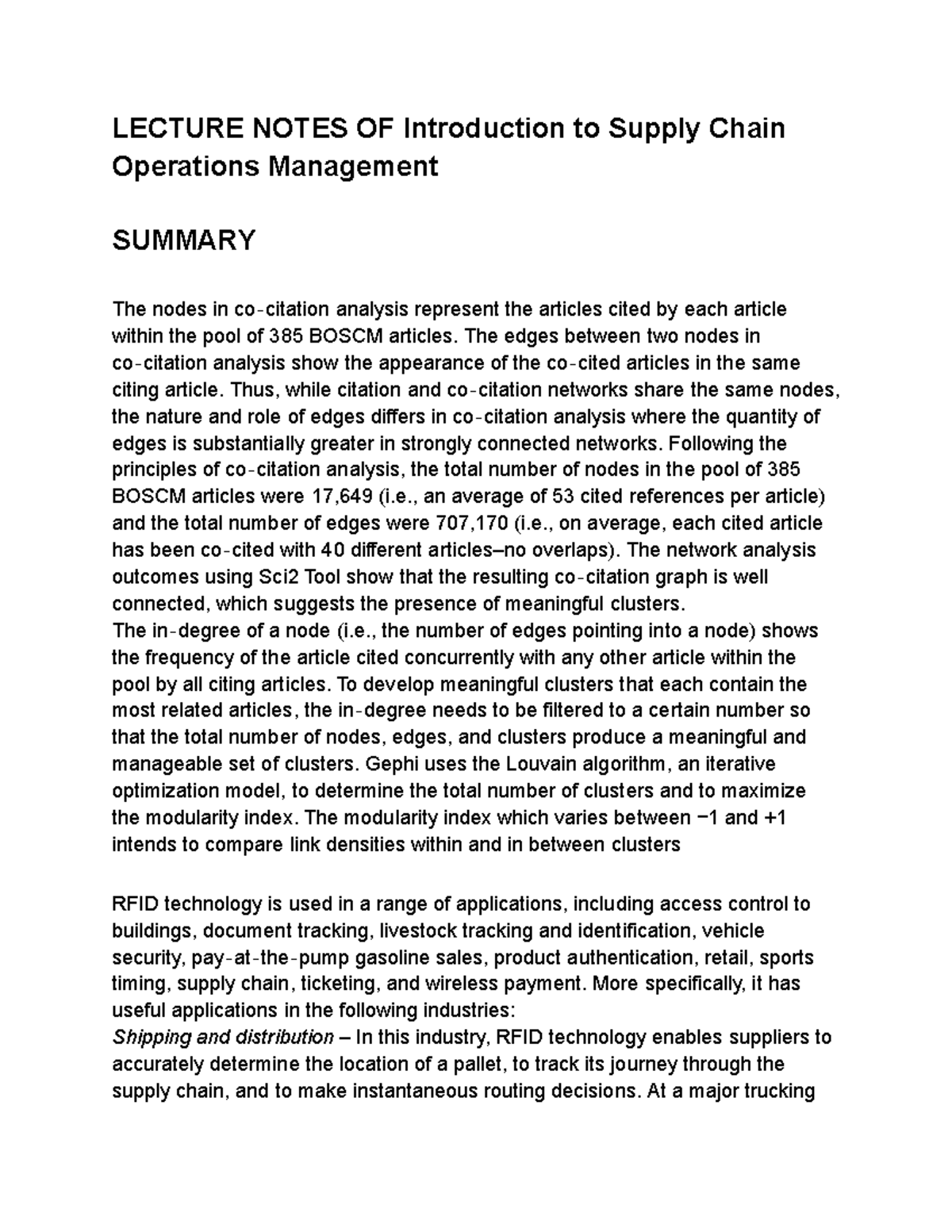 Supply Chain Operations Management 7 - LECTURE NOTES OF Introduction to ...