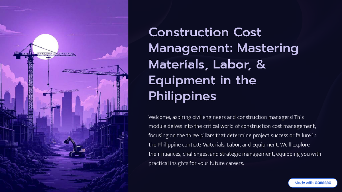 Construction Cost Management (CIVIL 101): Mastering Materials, Labor ...