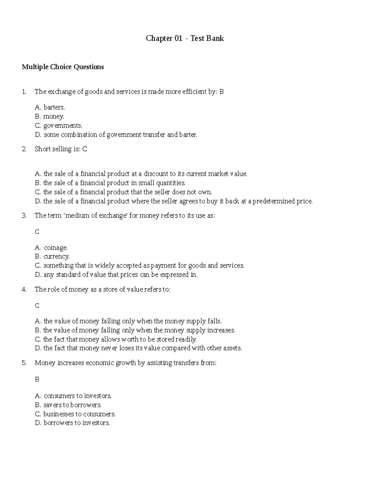 Test bank chapter 1 questions and answers - Chapter 01 - Test Bank ...