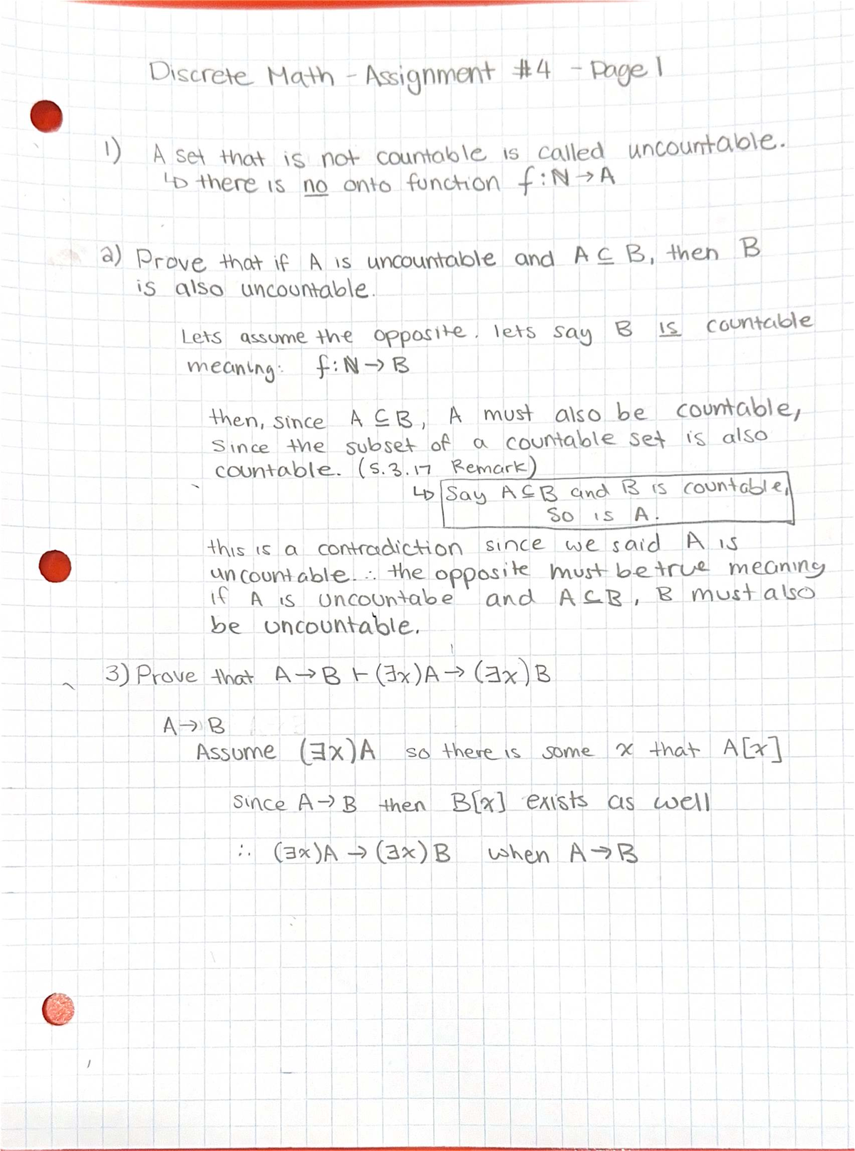 Discrete Assignment 4 - Discrete Math Assignment Page I 1) A set that ...