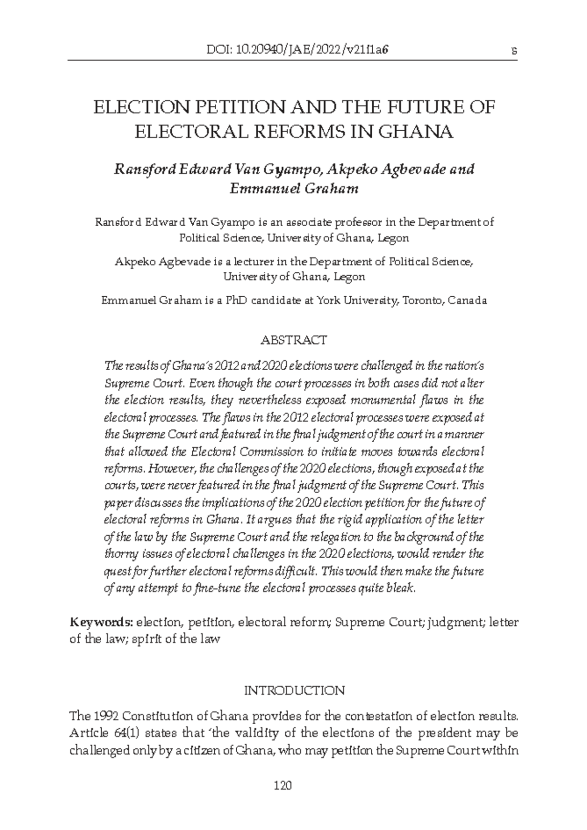 2022 Journal of African Elections V21N1: Election Petition & Future ...