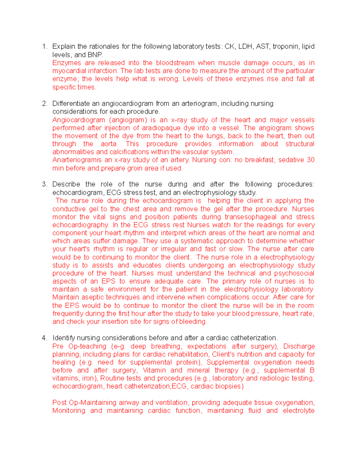 81 Objectives - Nurse - Explain the rationales for the following ...