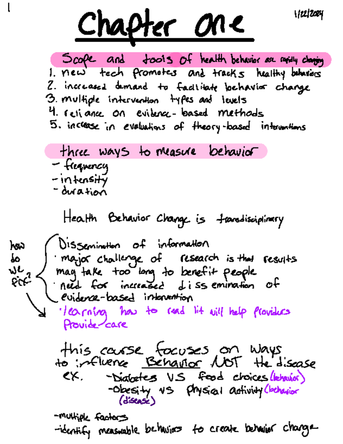 HTH 352 - Chapter 1: Health Behavior Change Interventions - Studocu