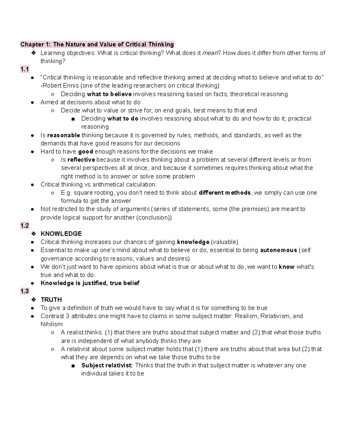 Chapter 1: Understanding Critical Thinking - Key Concepts and Insights ...