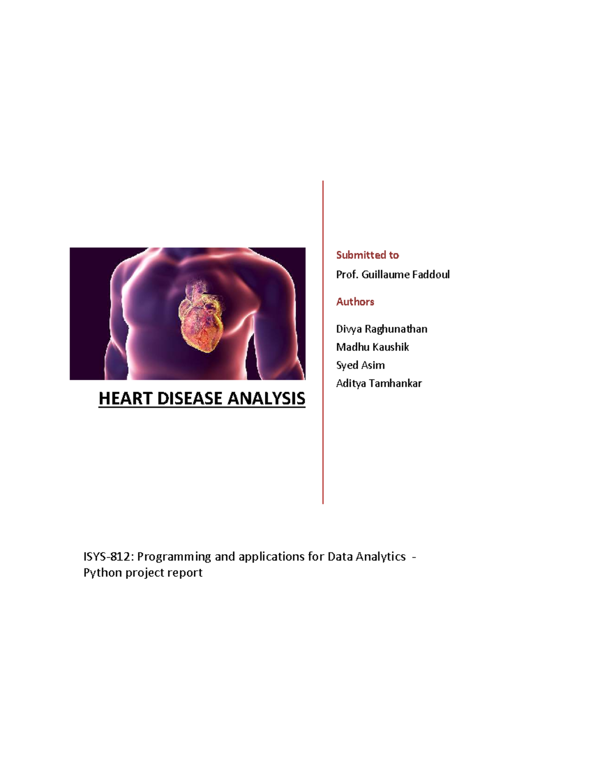 HEART DISEASE ANALYSIS: Python Project Report for Data Analytics - Studocu