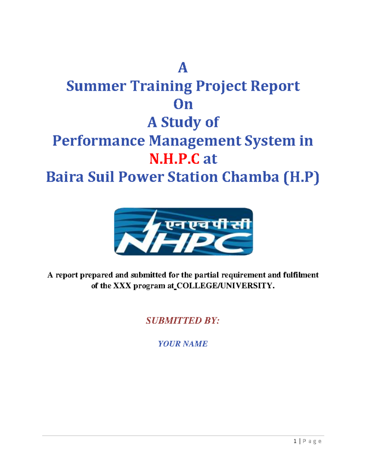 MBA Project Report: Performance Management System in NHPC - Studocu