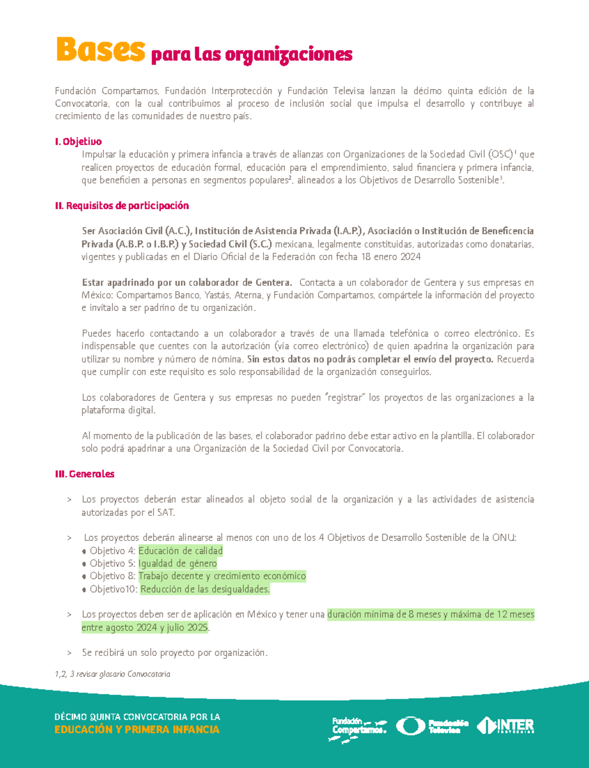 Bases para Organizaciones en la 15ª Convocatoria de Fondos 2024 - Studocu
