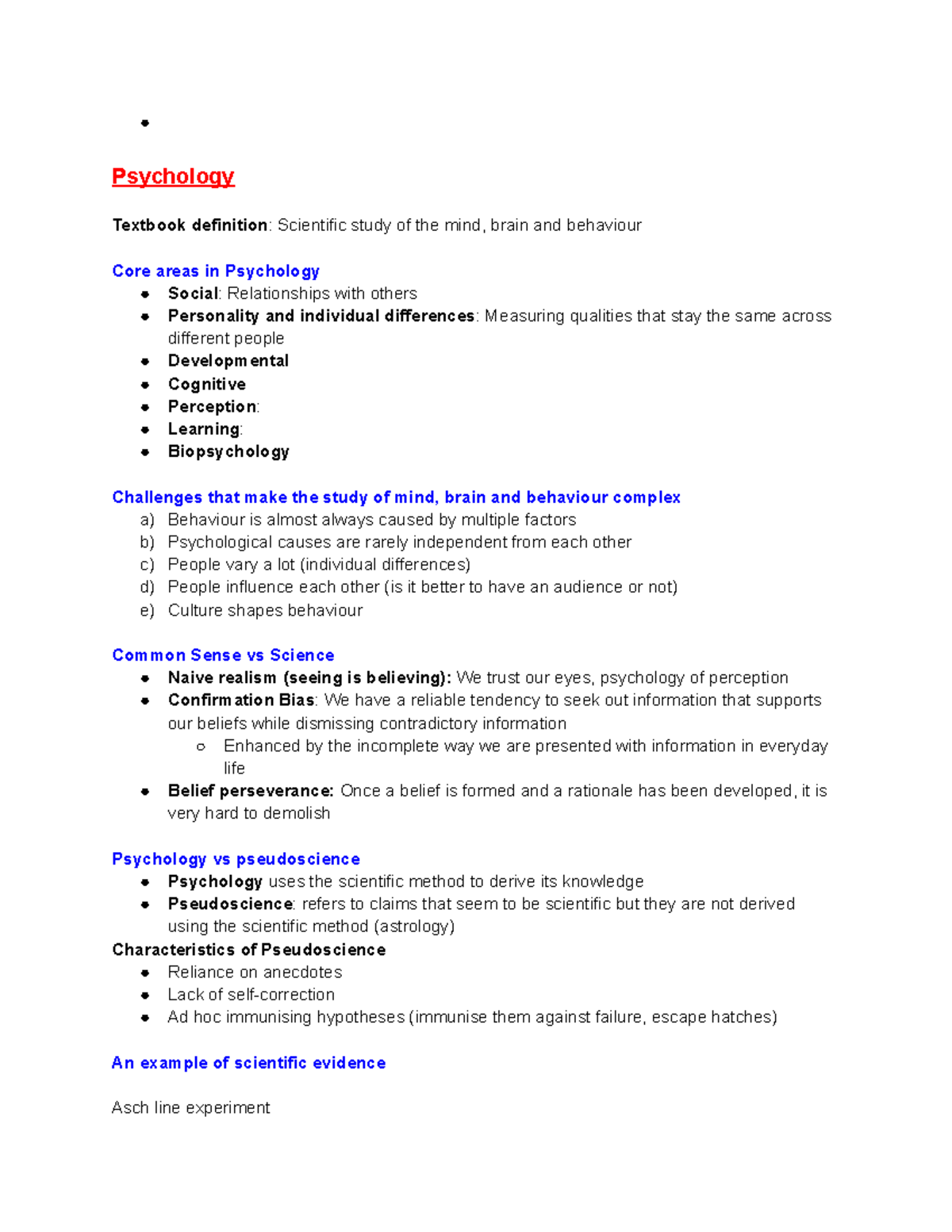 PSY 101: Lecture & Tutorial Notes on Psychology Concepts and Neurons ...