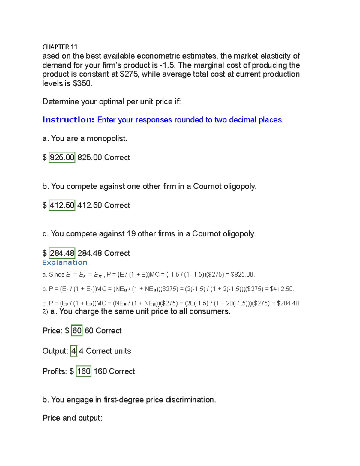 Chapter 11 - econ howmwork - CHAPTER 11 ased on the best available ...