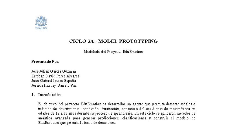CICLO 3A MODEL PROTOTYPING: Proyecto EduEmotion y Análisis de ...