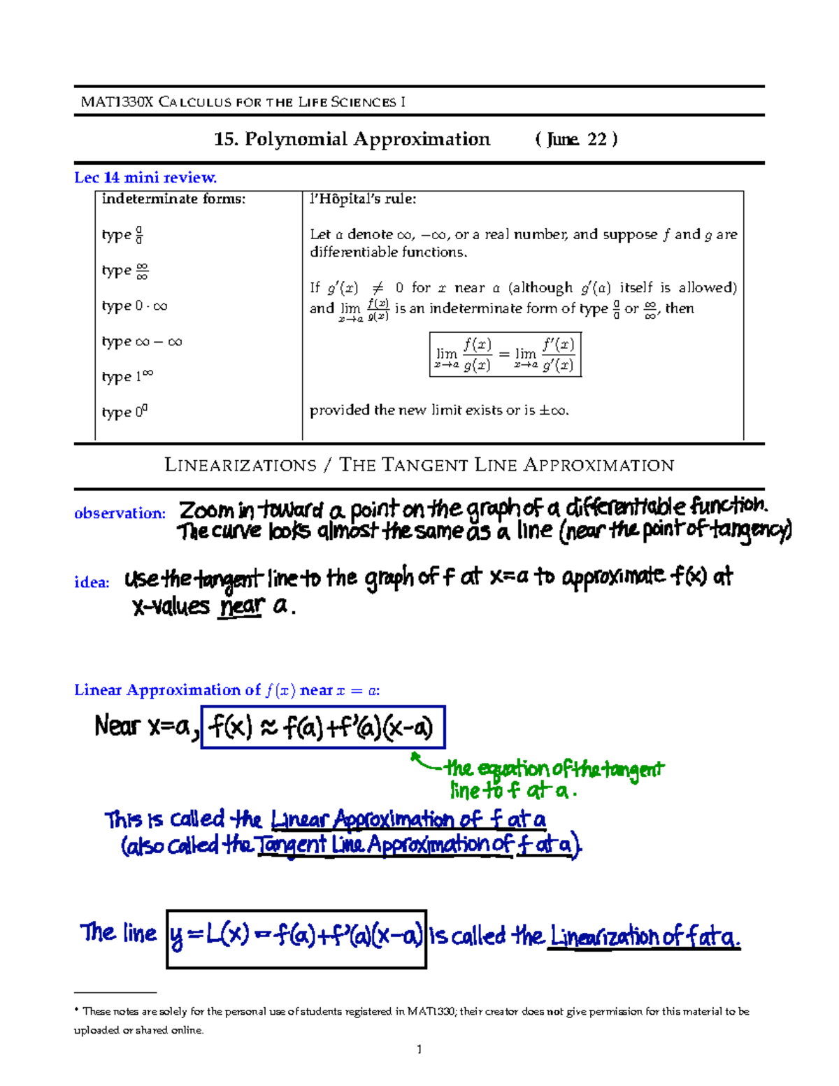 Mat1330X-2022-notes 15-filled-in - MAT1330X CALCULUS FOR THE LIFE ...