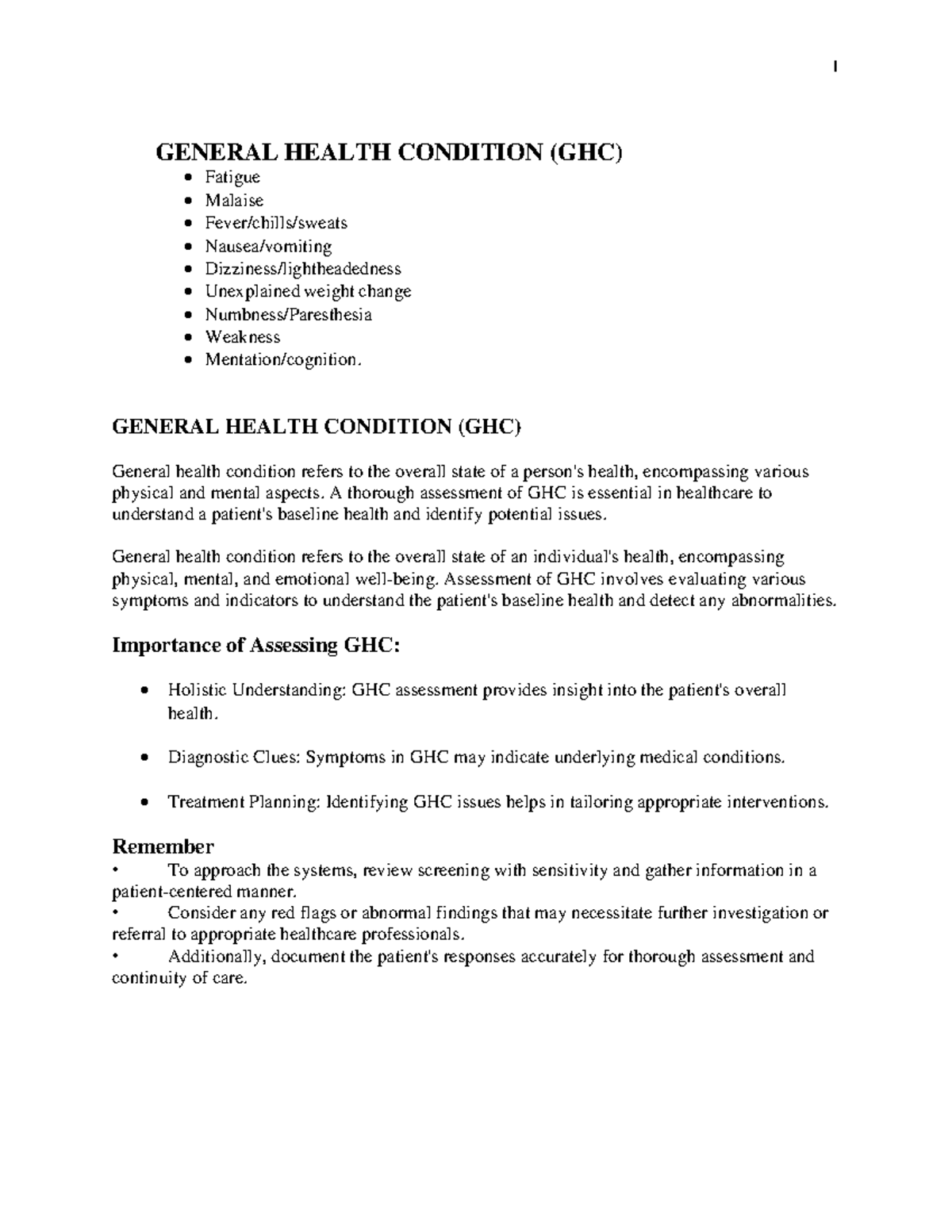 System Review Screening: GHC Supervised Clinical Practice-II-LC 1 - Studocu