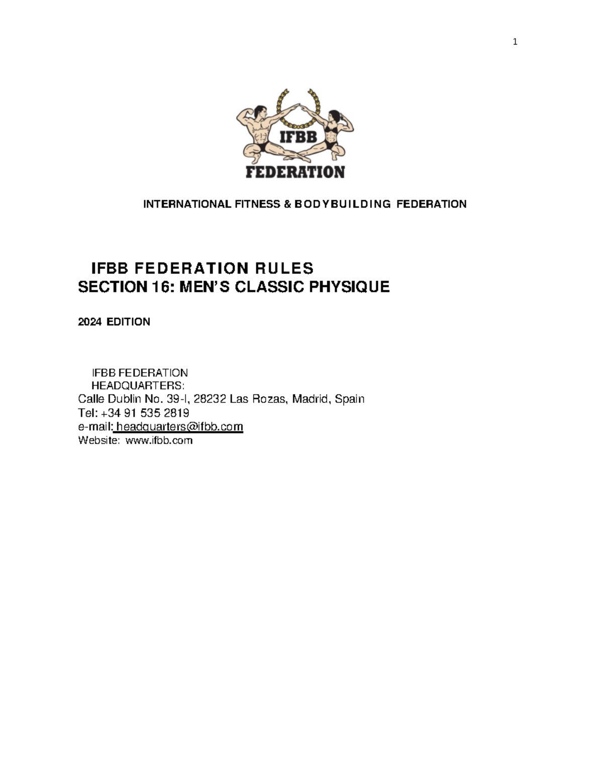 IFBB Men's Classic Physique Rules & Guidelines 2024 Edition - Studocu