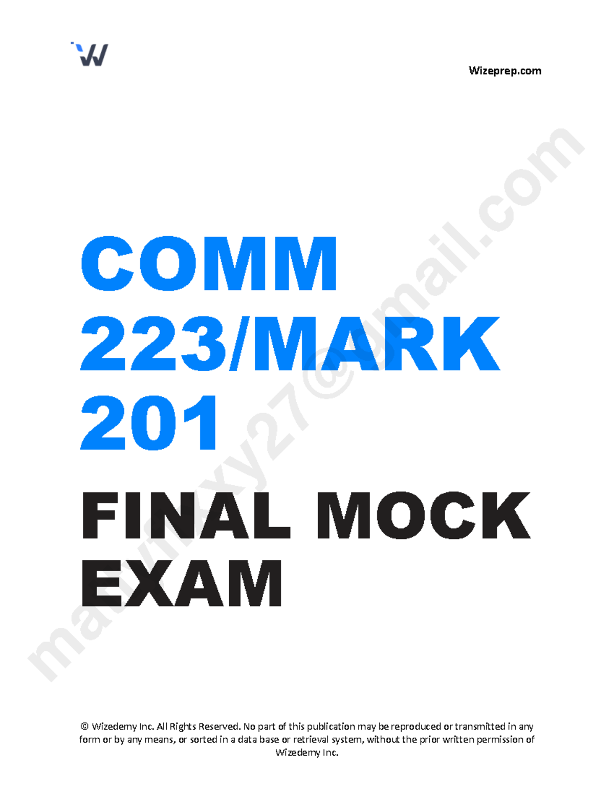 COMM 201 Final Mock Exam - Wizeprep Insights - Studocu