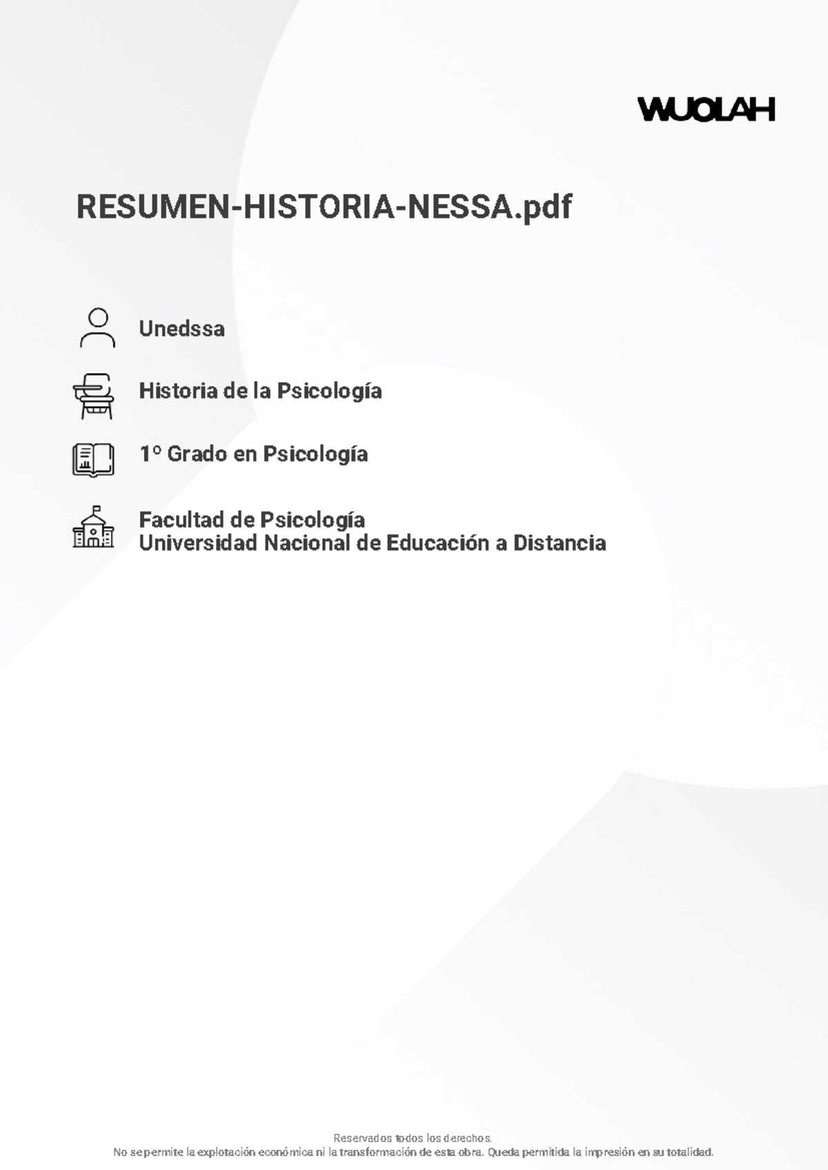 Apuntes NESSA T: Historia de la Psicología - 1º Grado en Psicología - Document Preview