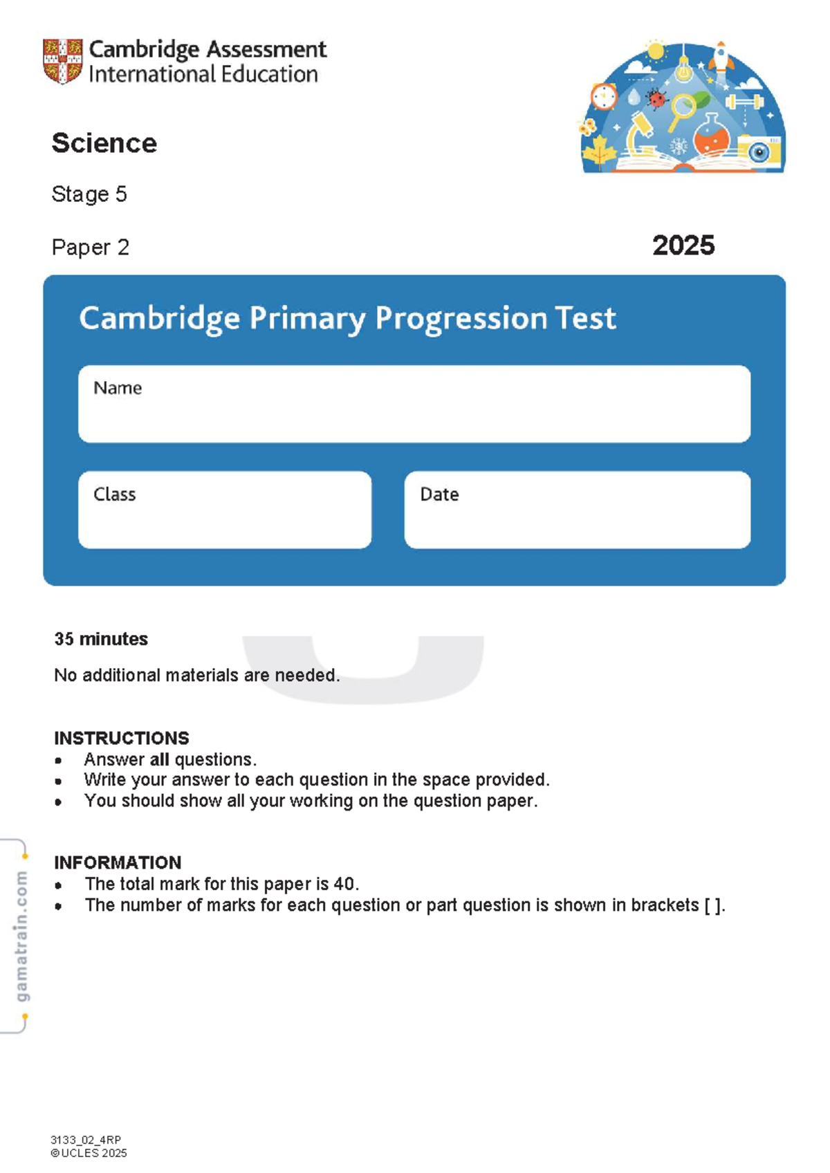 Science Stage 5 Paper 2 - 2025 Exam Questions and Instructions - Studocu