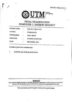 Exam January 2015, questions - SKAA 2513 SAB 2513 1 FINAL EXAMINATION ...