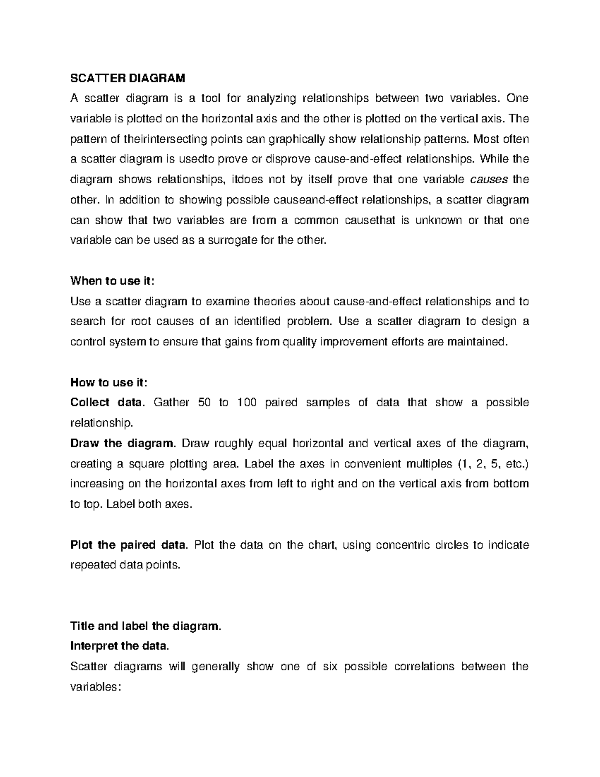 Scatter diagram - Good - SCATTER DIAGRAM A scatter diagram is a tool ...