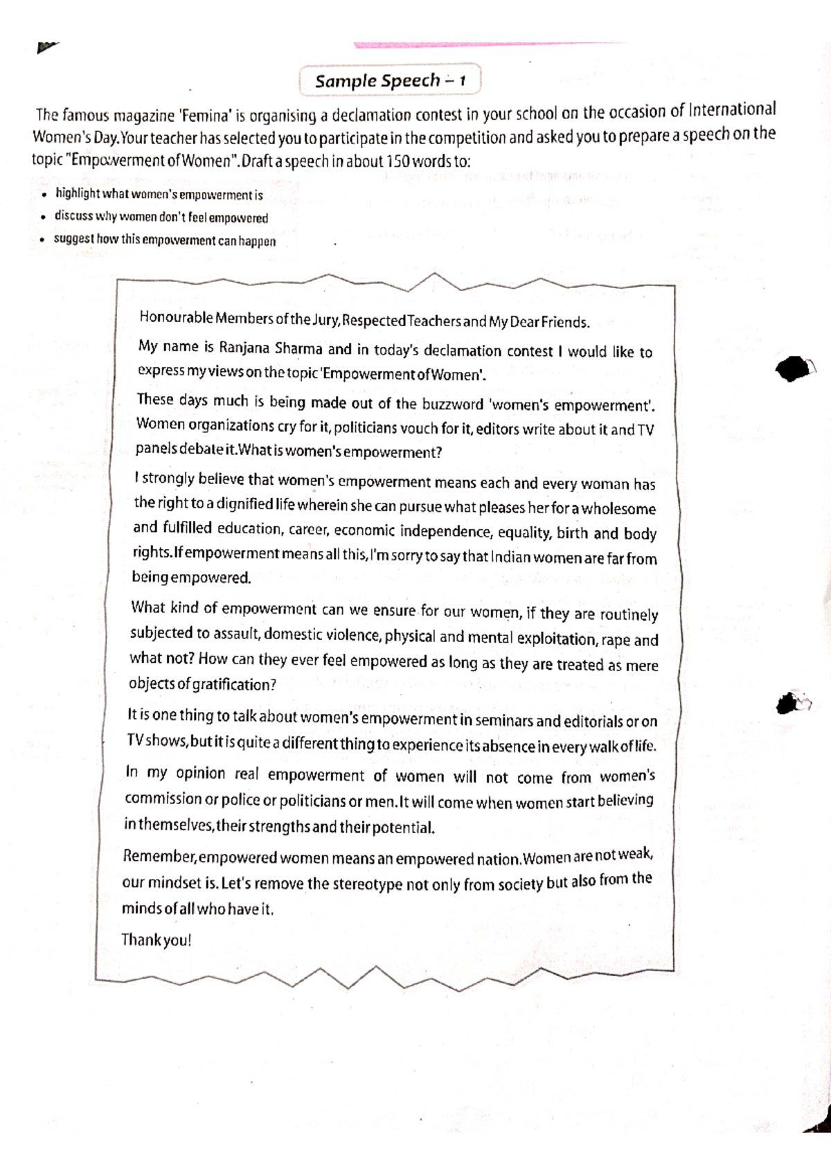 How To Write A Declamation Speech