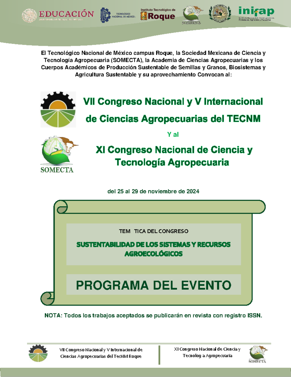 Programa del VII Congreso Nacional y V Internacional de SOMECTA 2024 ...