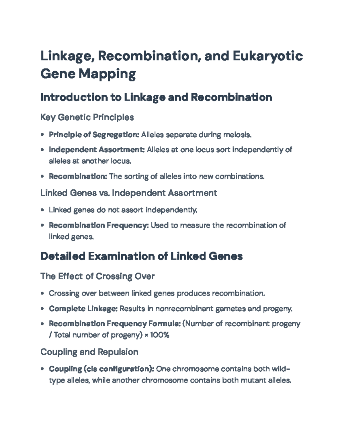 Genetic Linkage and Recombination in Eukaryotic Gene Mapping - Linkage ...