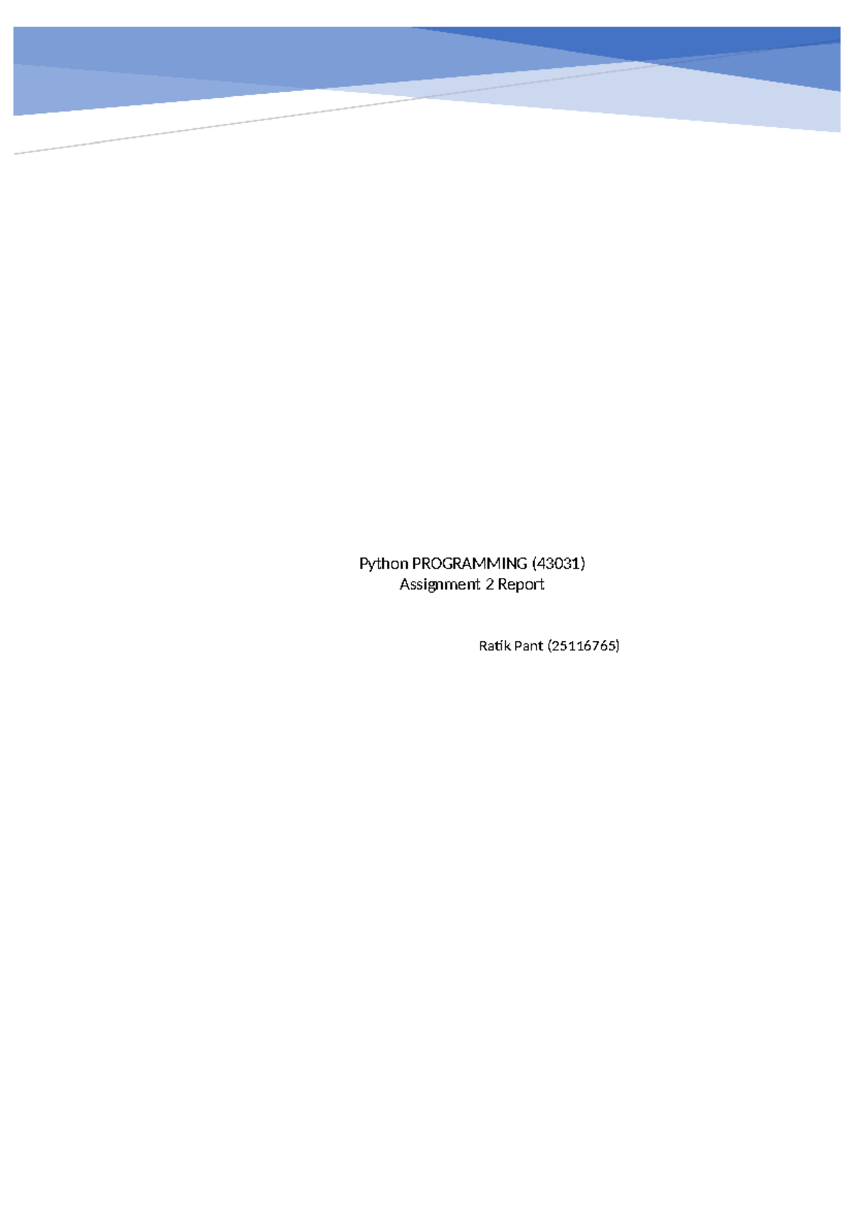 Python Programming (43031) - Assignment 2: Data Analysis Report - Studocu