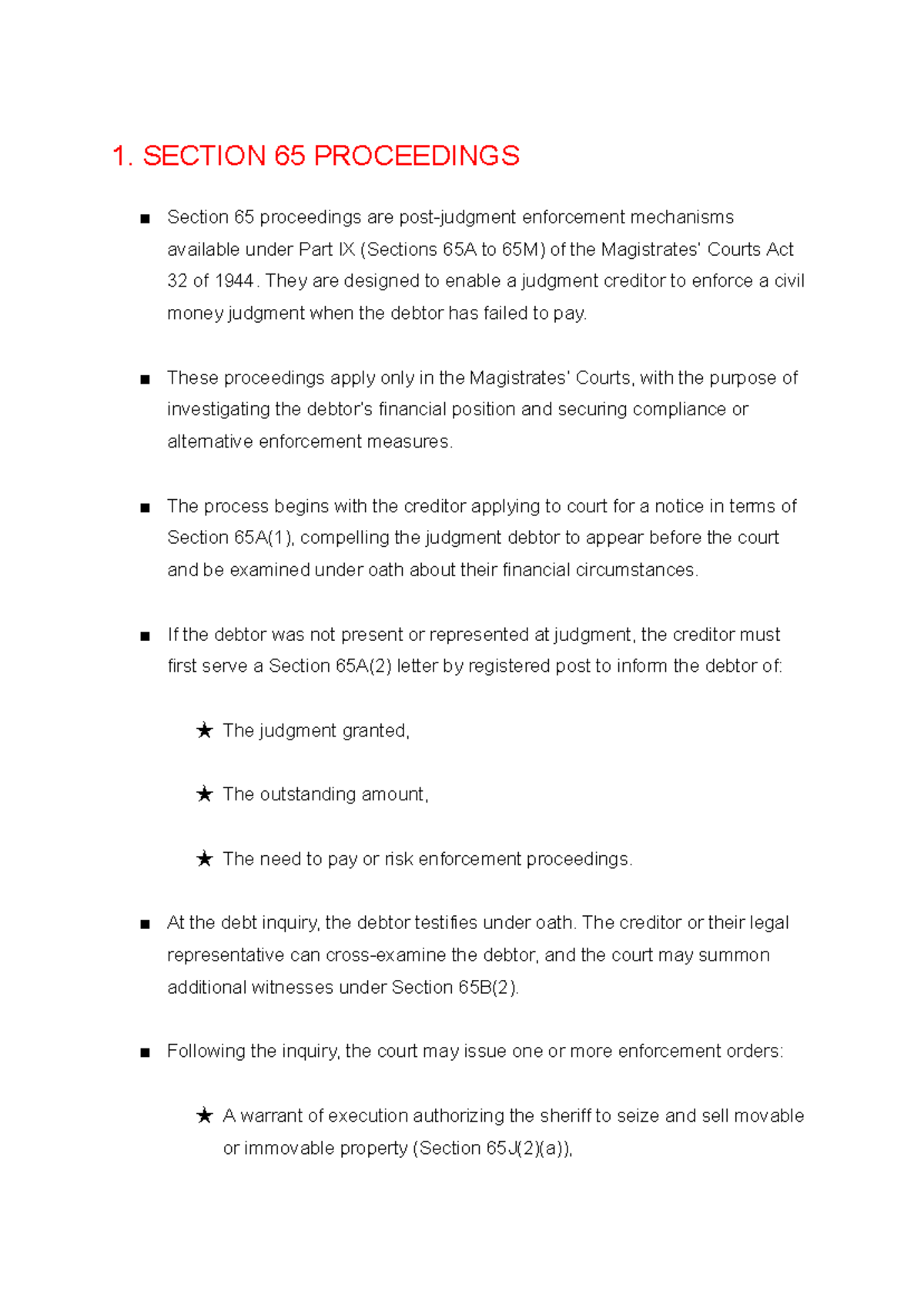 High Court Procedures: Section 65, Provisional Sentences & Judgments ...