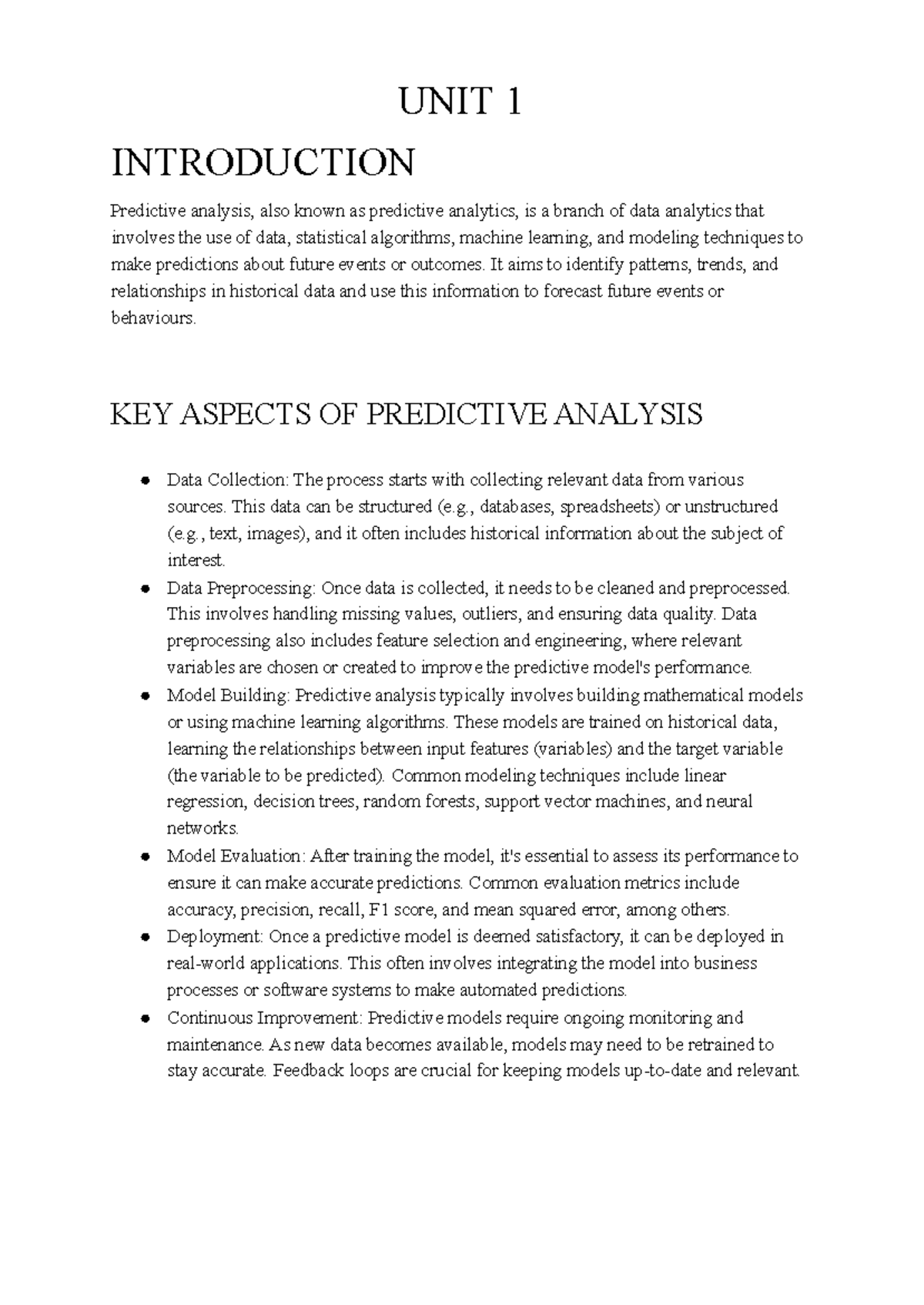 UNIT-1: Insights into Predictive Analysis and Supervised Learning ...