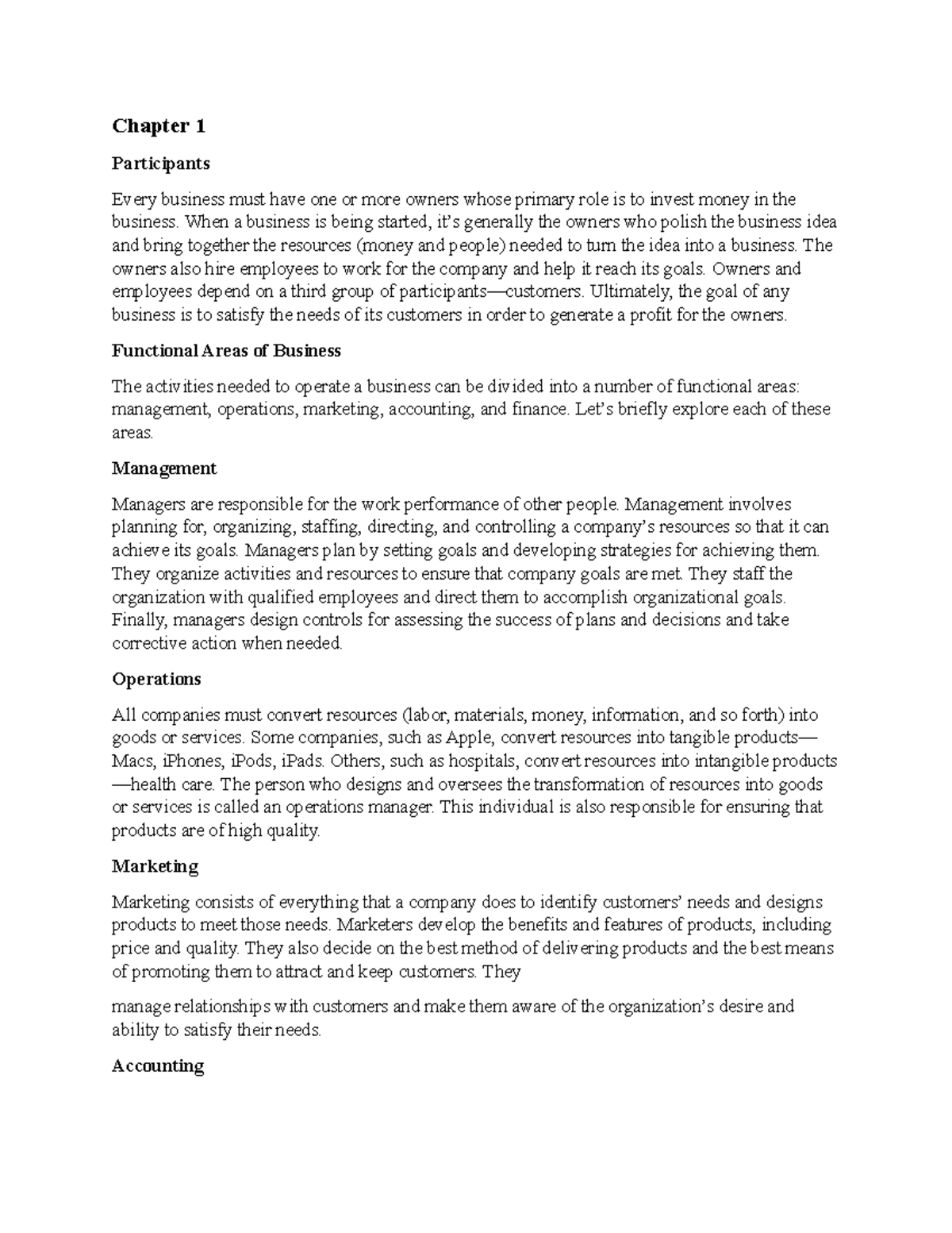 Chapter 1: Business Theory Overview and Functional Areas - Studocu