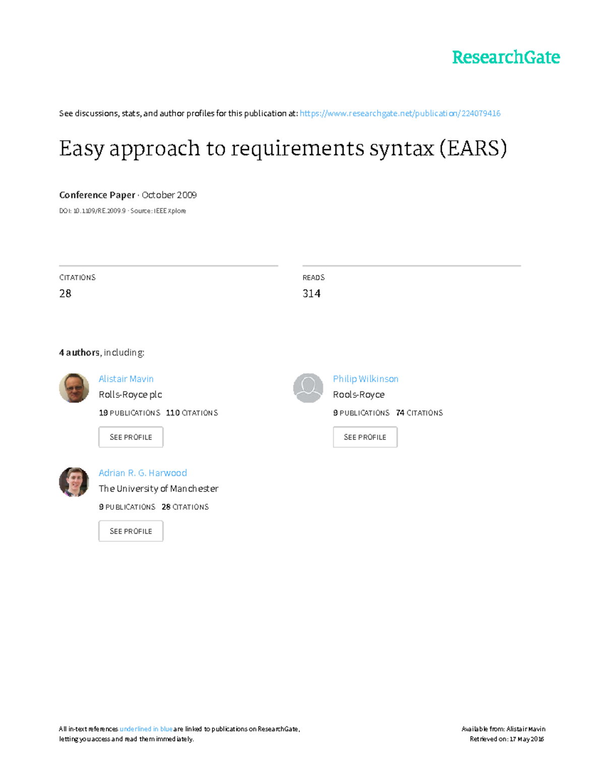 Easy Approach to Requirements Syntax (EARS) Conference Paper Review ...
