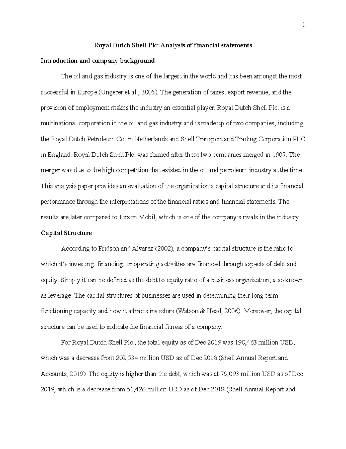 Royal Dutch Shell Plc: Financial Statement Analysis & Insights - Studocu