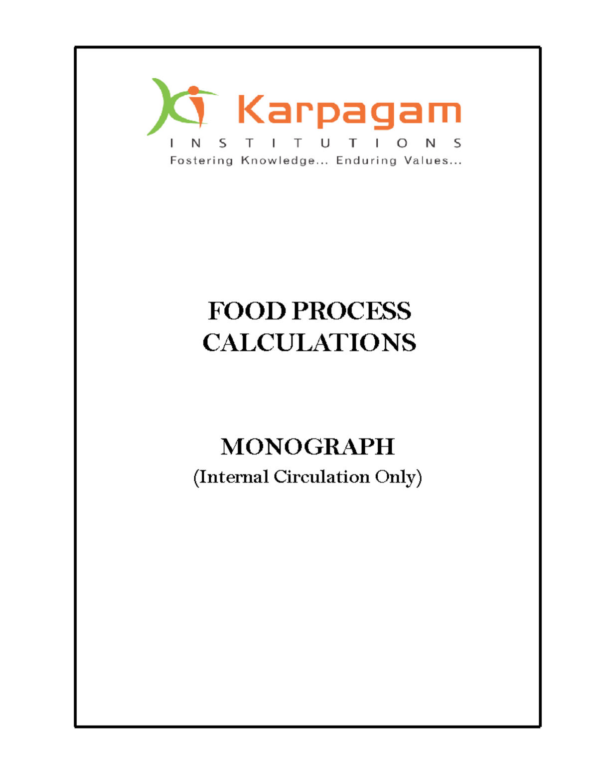 FPC 001: Food Process Calculations Monograph Overview - Studocu