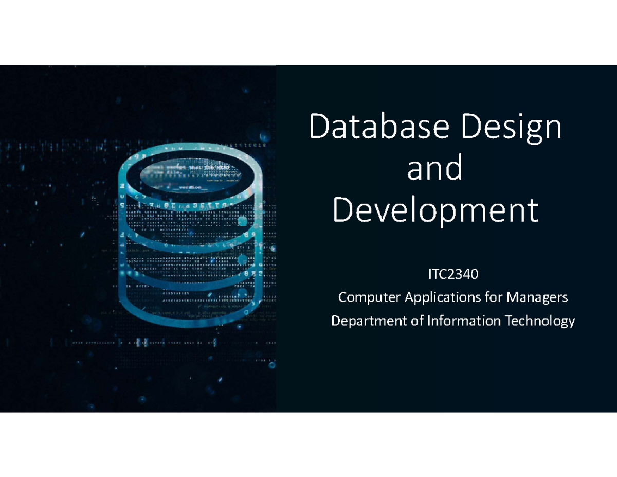 Database Design and Development ITC2340: Overview and Concepts - Studocu