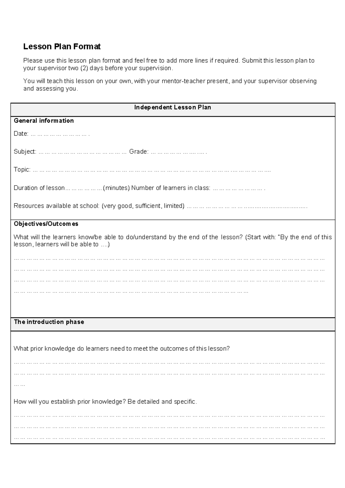 Lesson Plan Template for Effective Teaching Strategies - Studocu