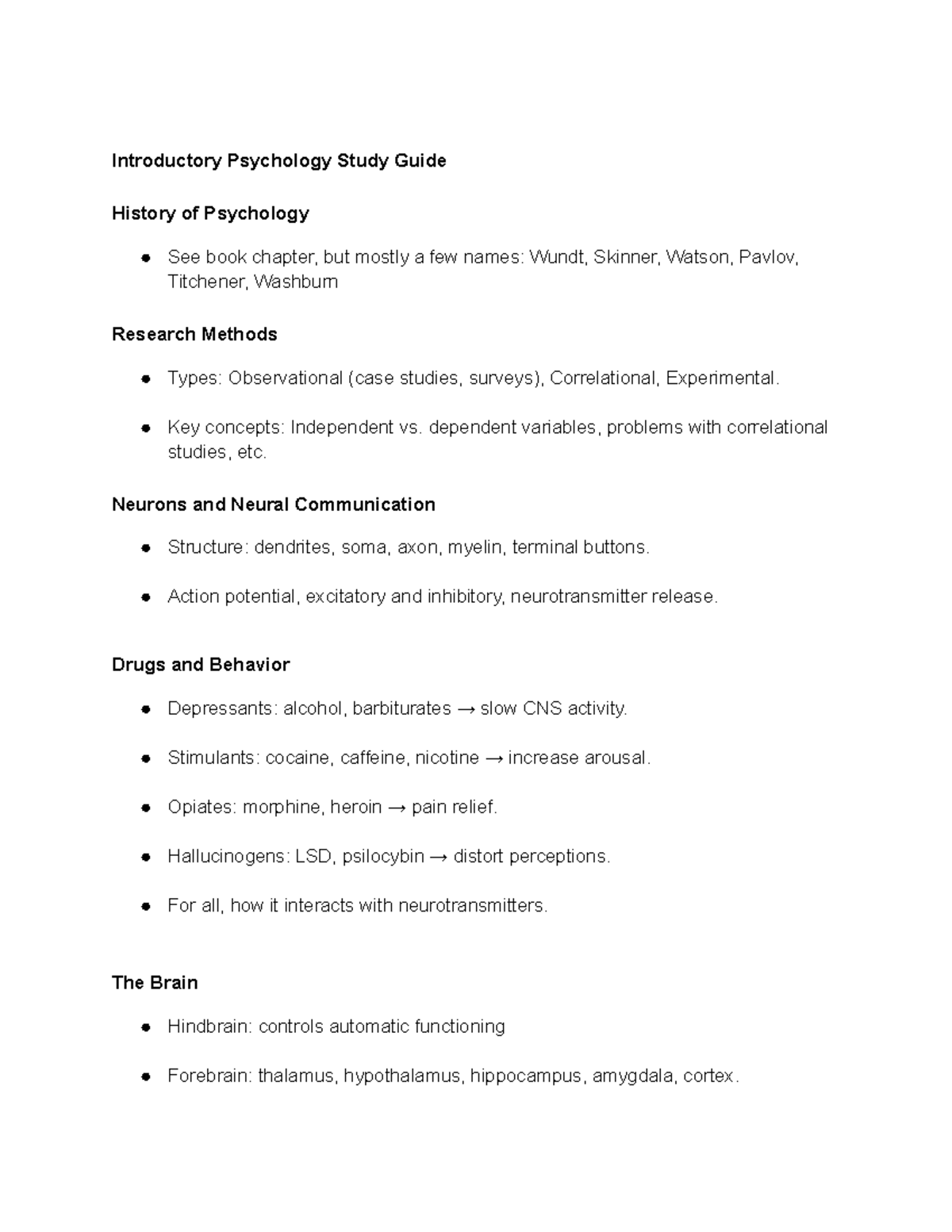 Introductory Psychology Study Guide - Key Concepts & Research Methods ...