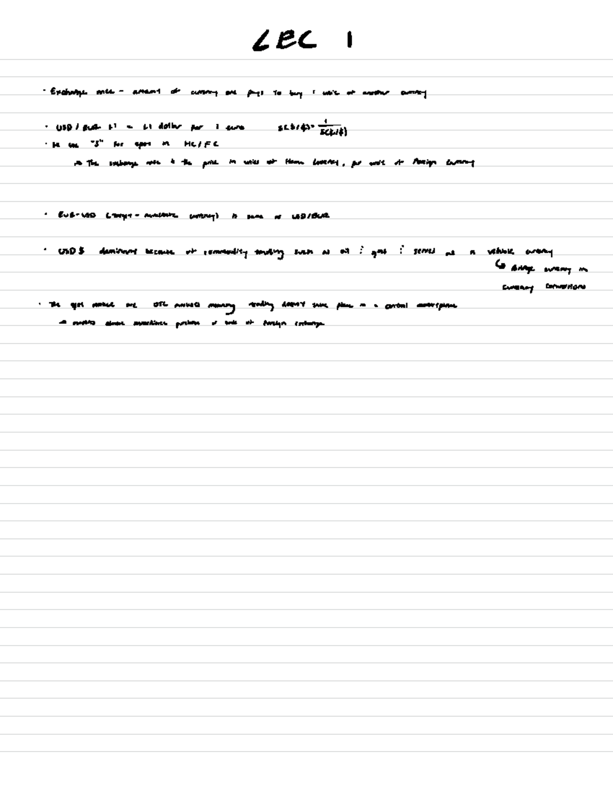 FNCE 2190 - Lecture Notes on Exchange Rate Dynamics and Hedging ...