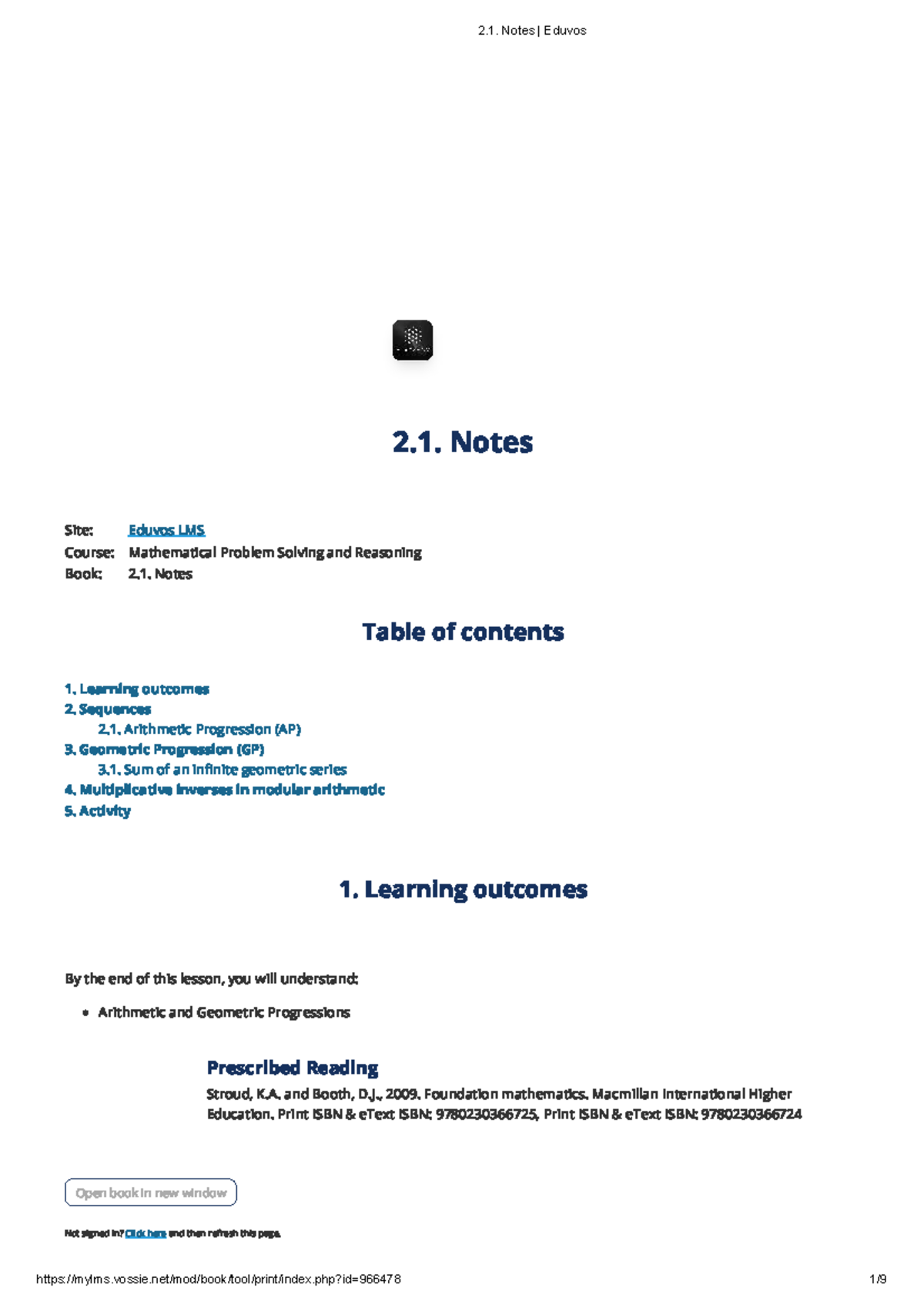 Mathematical Problem Solving & Reasoning: Eduvos 2.1 Notes - Studocu