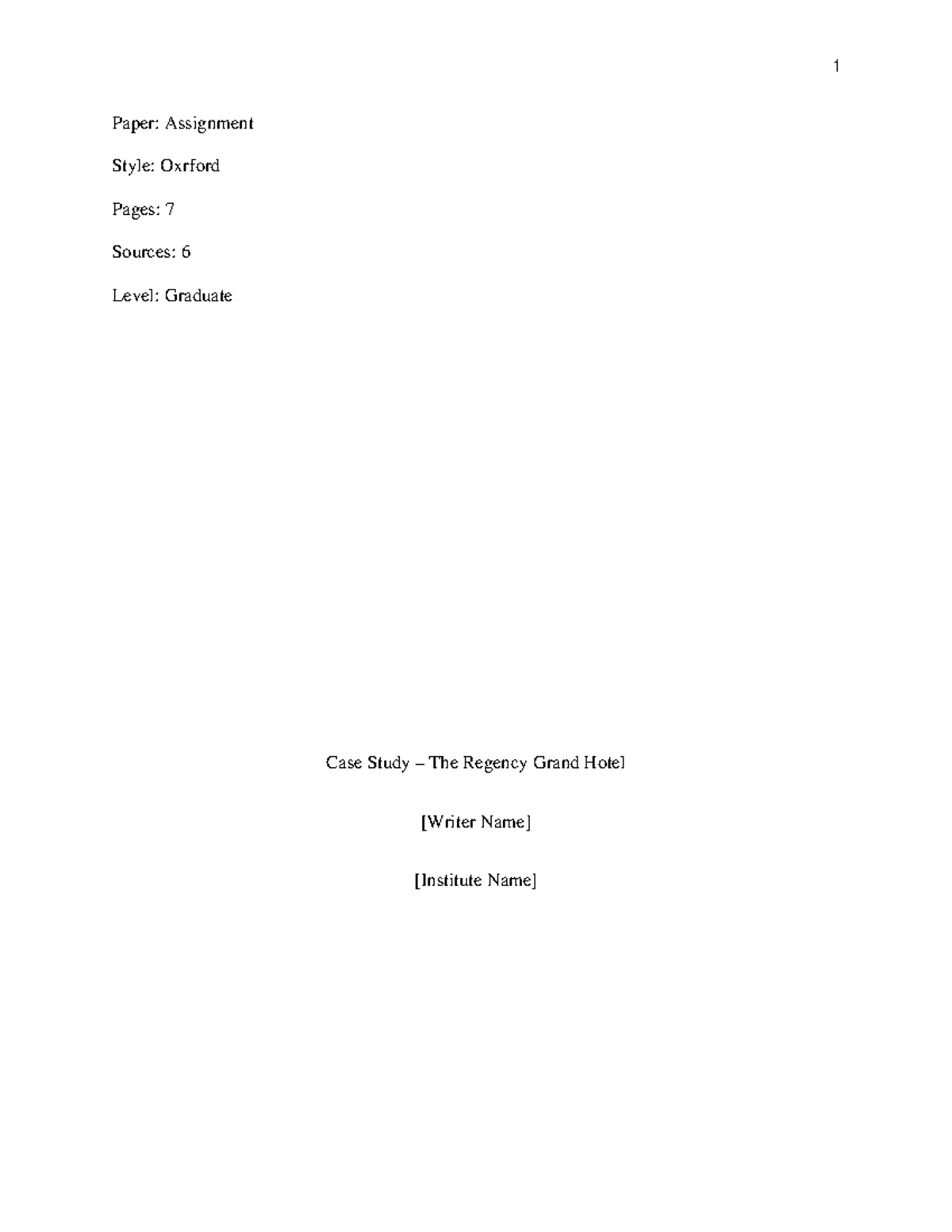 Case Study Analysis: Organizational Change at The Regency Grand Hotel ...