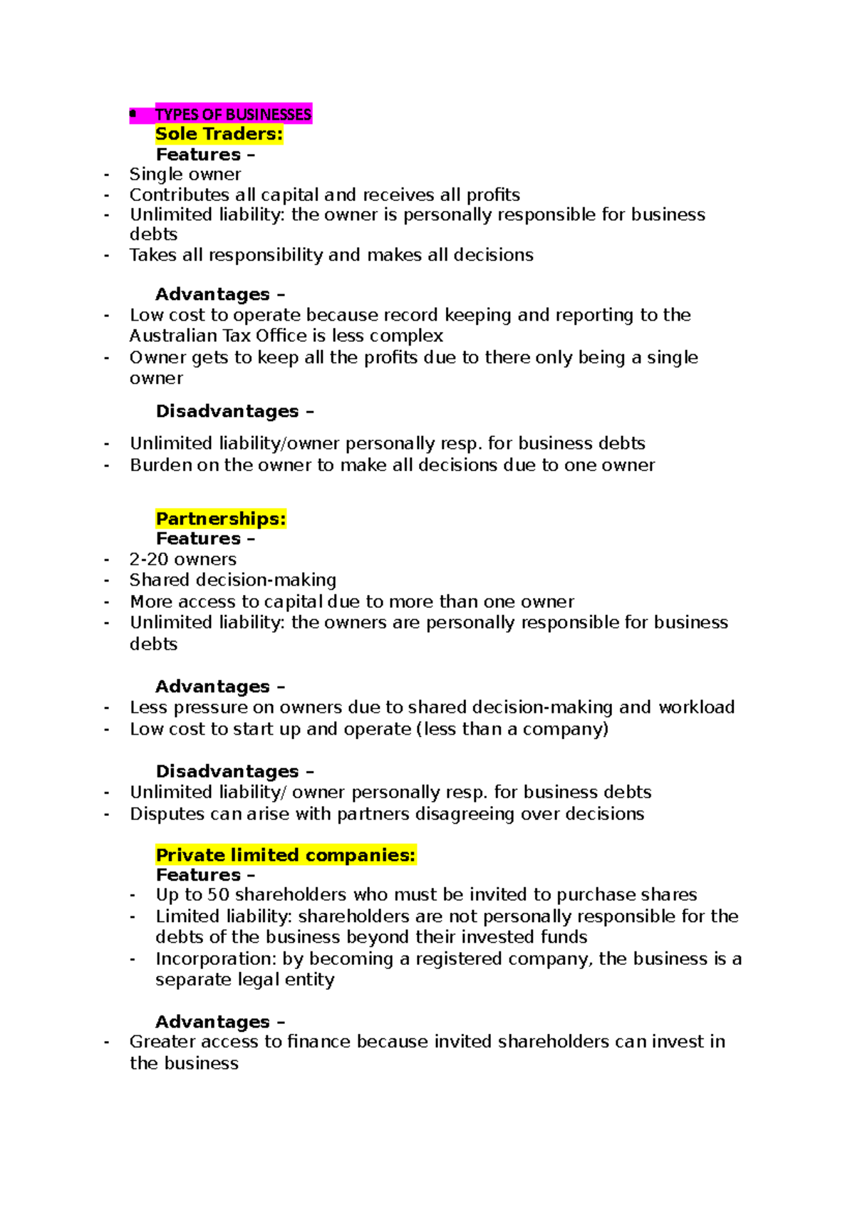 UNIT 3 AOS 1: Business Foundations - Comprehensive Revision Guide - Studocu