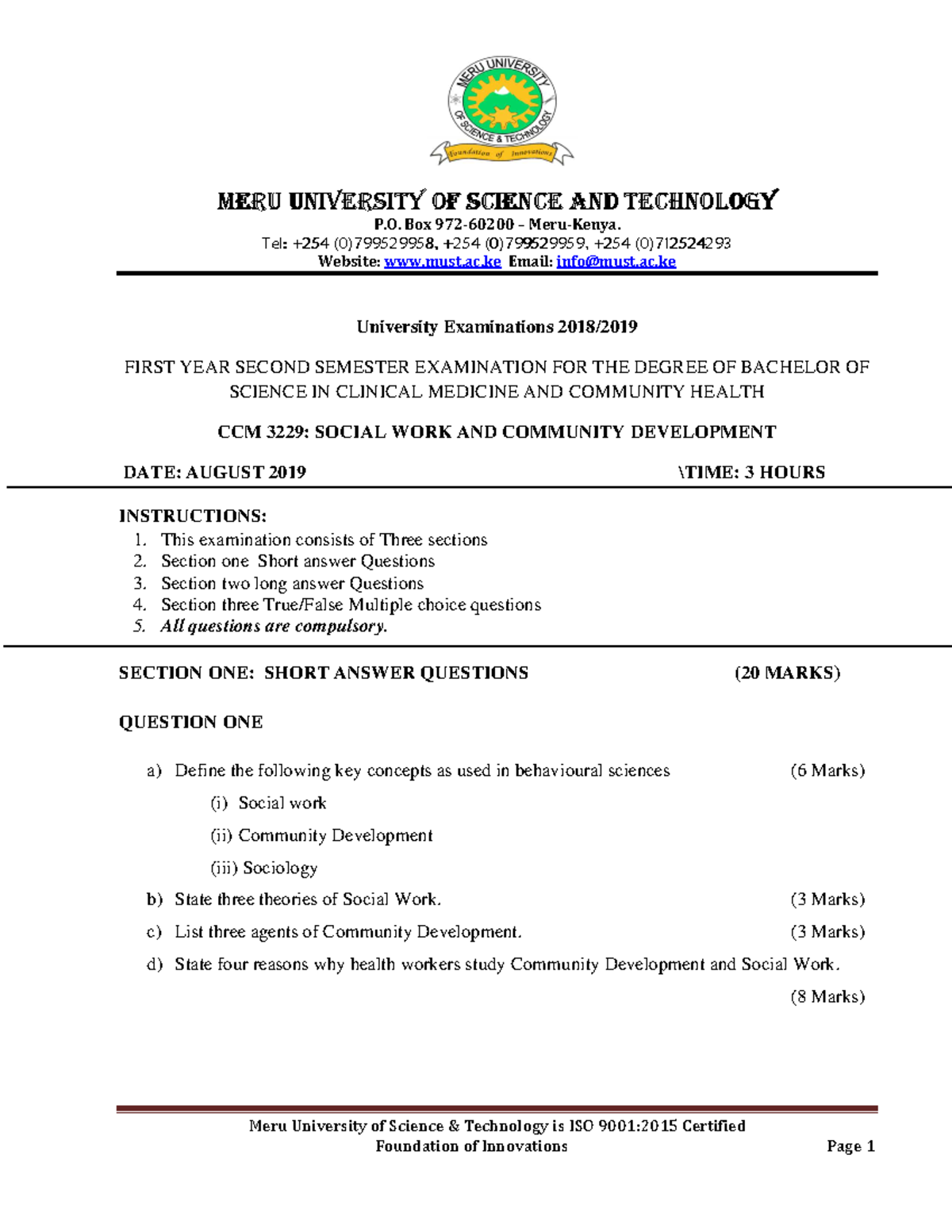 CCM 3229 Final Exam: Social Work & Community Development Notes - Studocu
