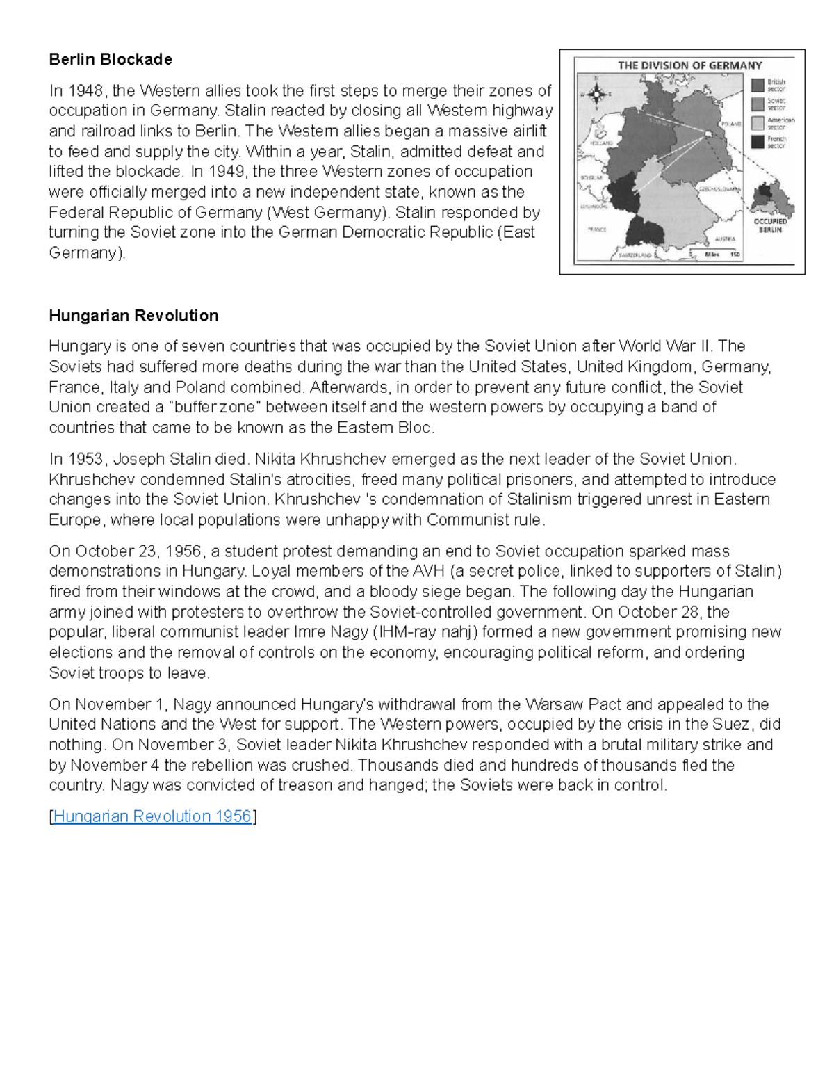 Cold War Events Overview: Key Moments and Impacts - Studocu