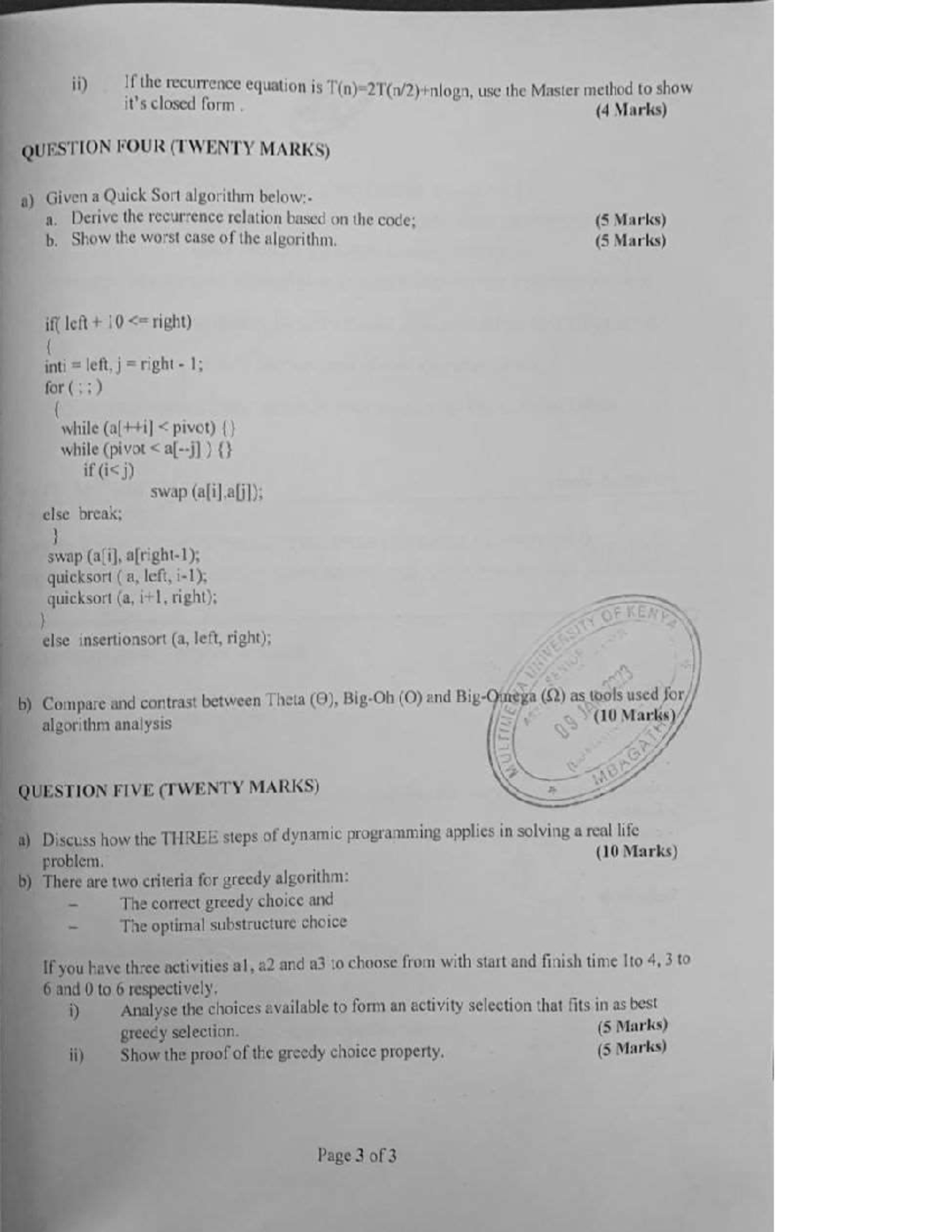 BIT 3.1 Past Papers Compilation and Review Guide - ii) If the ...