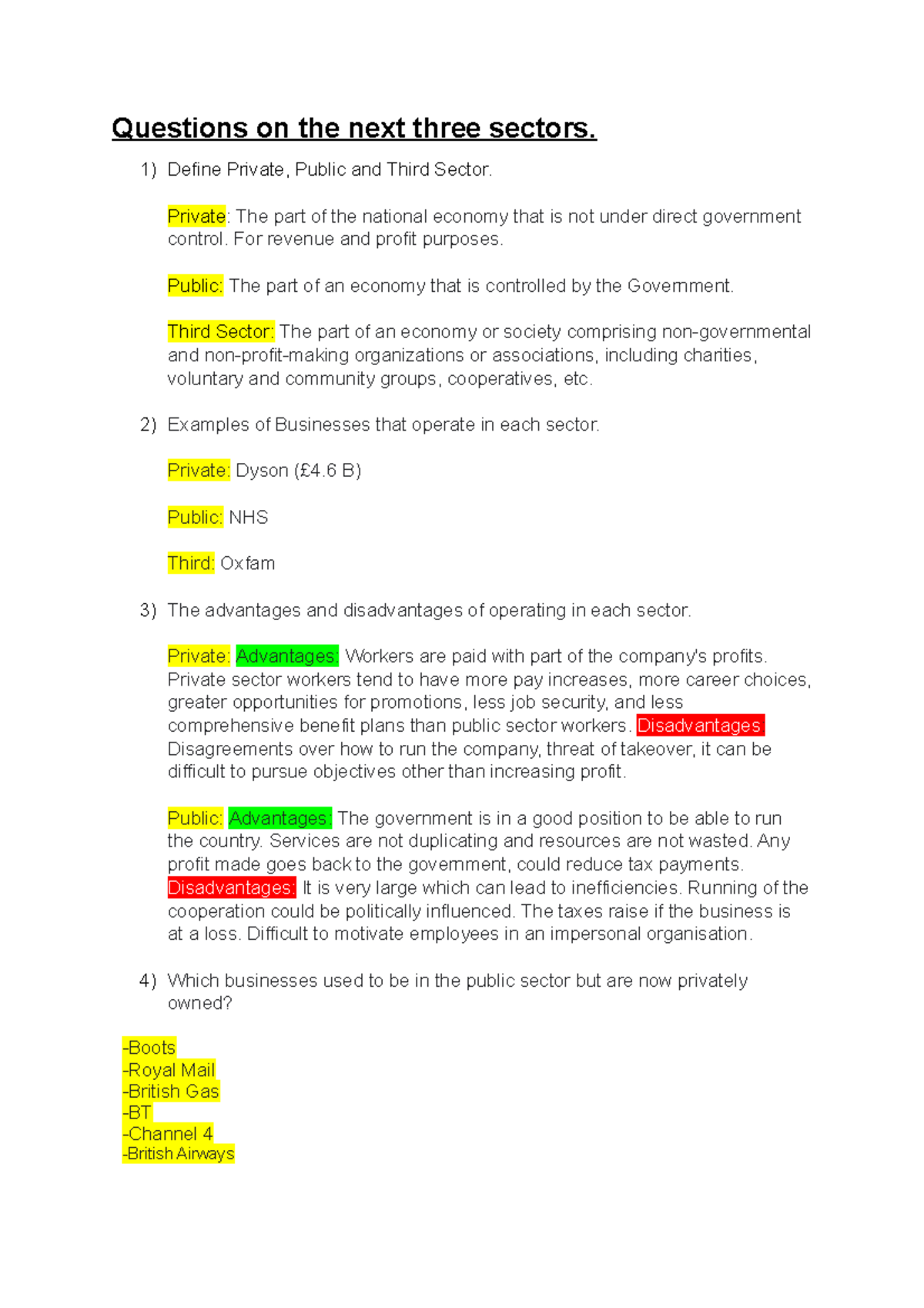 Private, Public & Third Sector Overview and Examples - Studocu