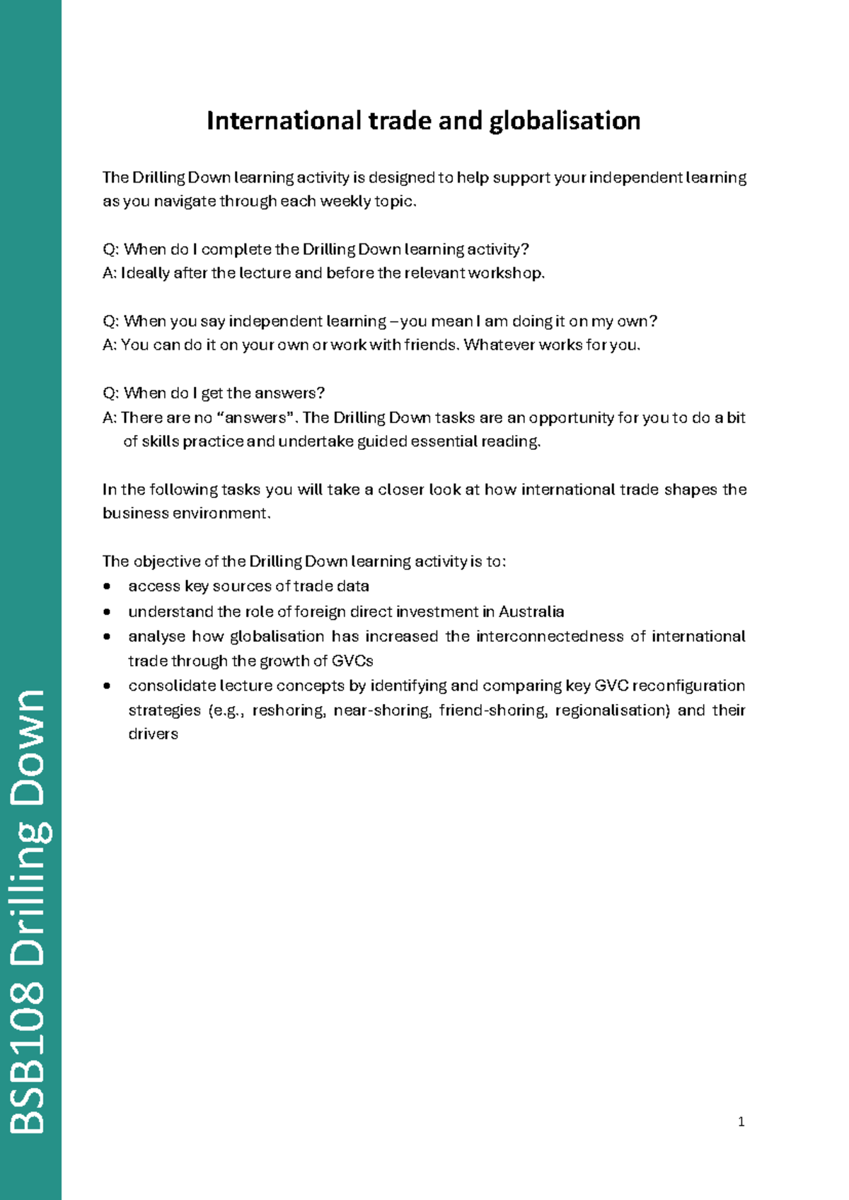 BSB108 Final Exam: International Trade & Globalisation Insights - Studocu