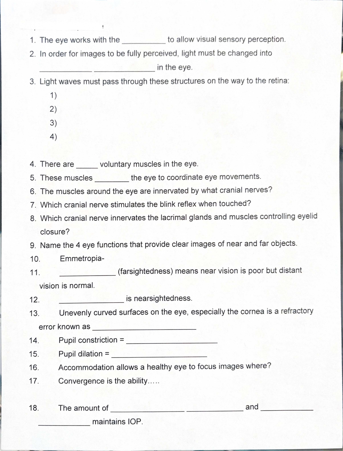 Lecture Notes on the Eye - Course Code: 1 - Studocu