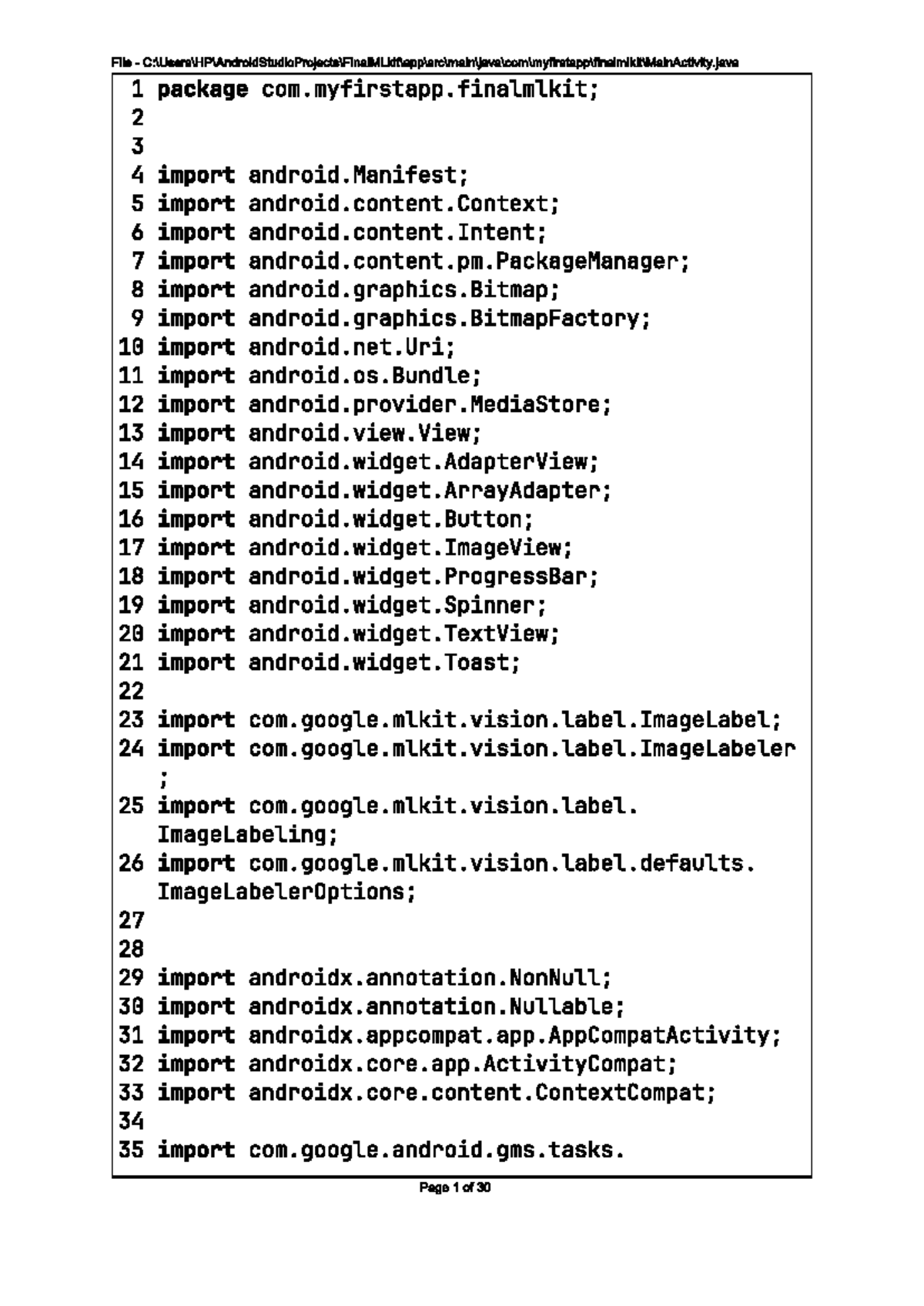 MLKIT 101: Application Code for Image Processing and Detection - Studocu